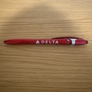 Delta Airlines Red Metal Pen with Stylus Tip – Like New